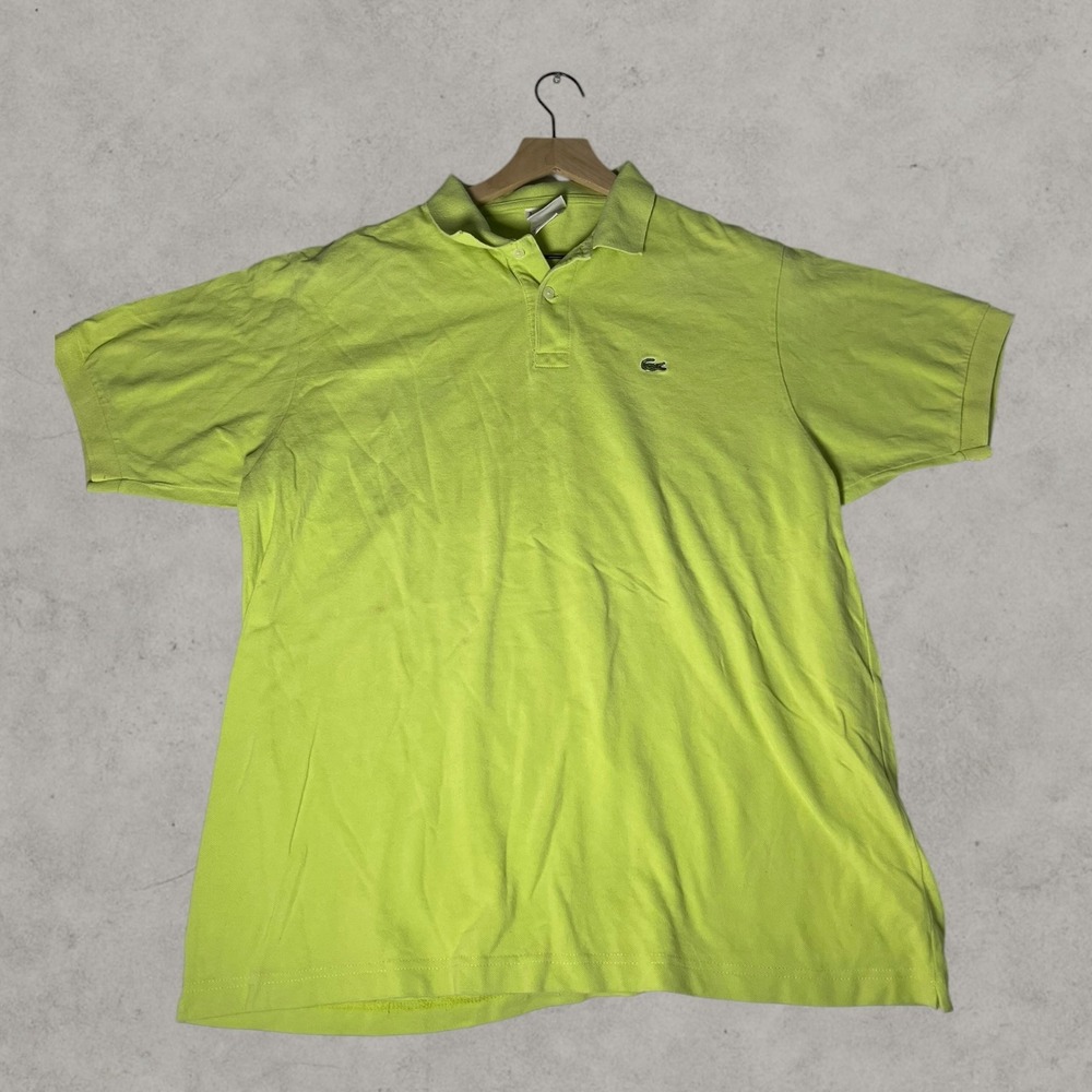 Lacoste Mens Short Sleeve Pique Polo Shirt Lime Green Crocodile Logo Size 7 XL